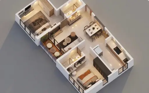 Thumbnail 2BHK 636 sqft